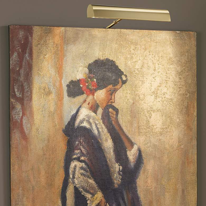 Image 1 House of Troy 14" Wide Plug-In Satin Brass Picture Light in scene