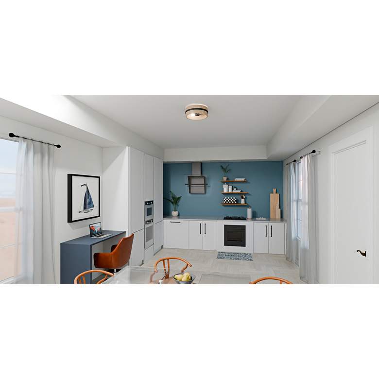 Image 1 Quoizel Maeve 14" Wide 2-Light Matte Black Ivory Rope Flush Mount in scene