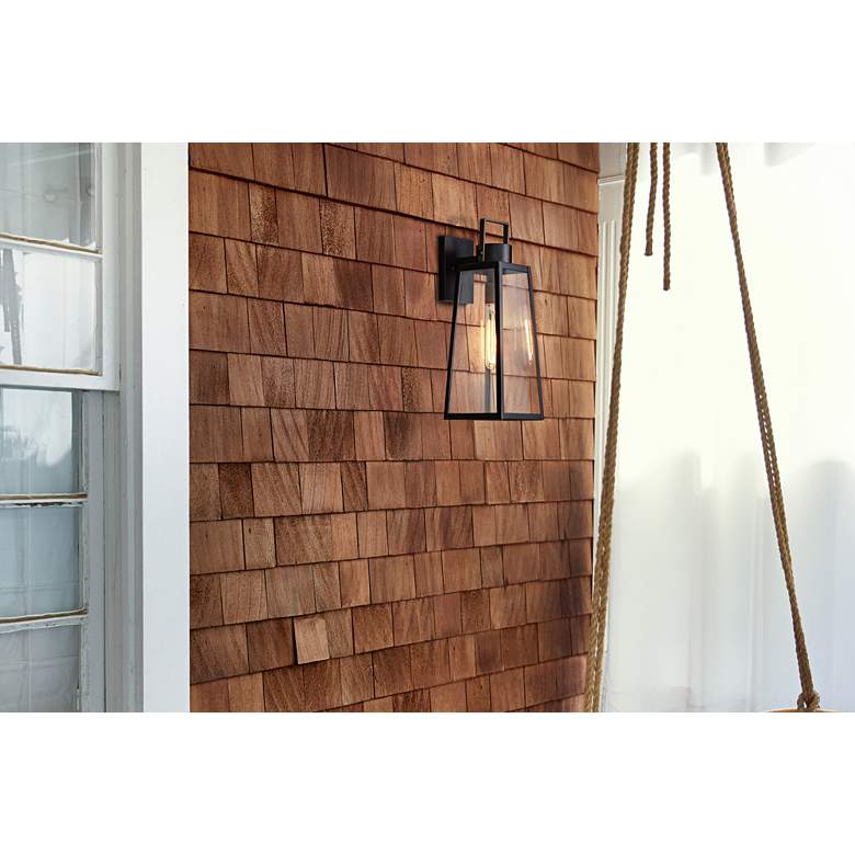 Image 1 Hinkley Hugh 25" High Black Trapezoidal Outdoor Wall Light in scene