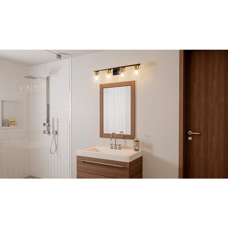 Image 1 Quoizel Keesey 32" Wide Matte Black 4-Light Bath Light in scene