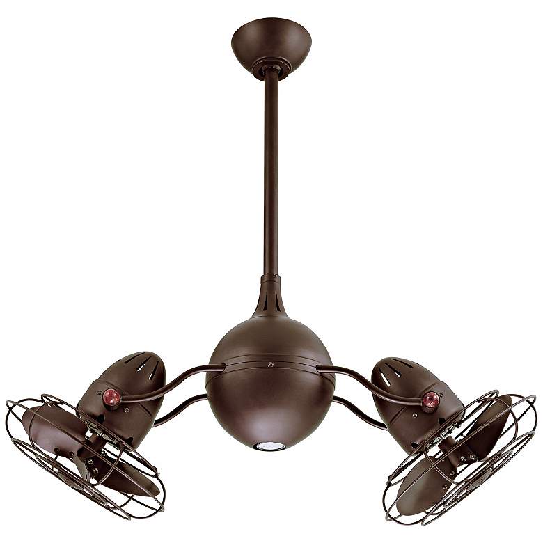 37&quot; Acqua Textured Bronze Dual Head Rotational Ceiling Fan with Remote