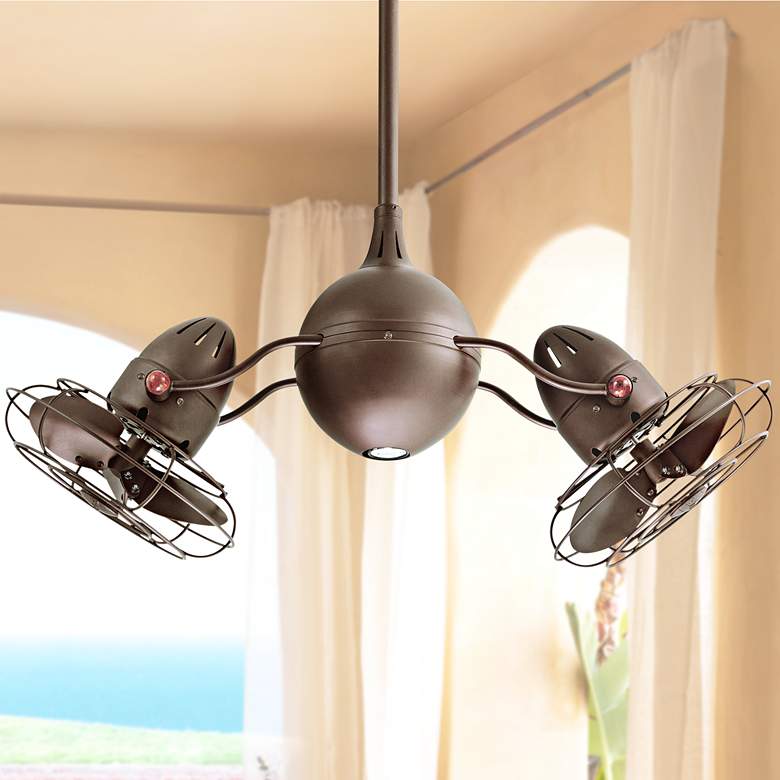 Image 1 37" Mattews Acqua Bronze Dual Head Rotational Ceiling Fan with Remote