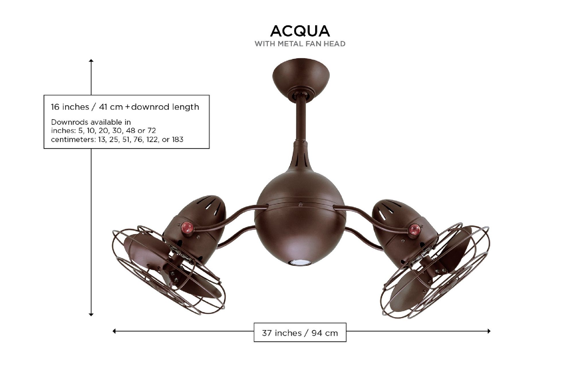 37" Mattews Acqua Bronze Dual Head Rotational Ceiling Fan with Remote