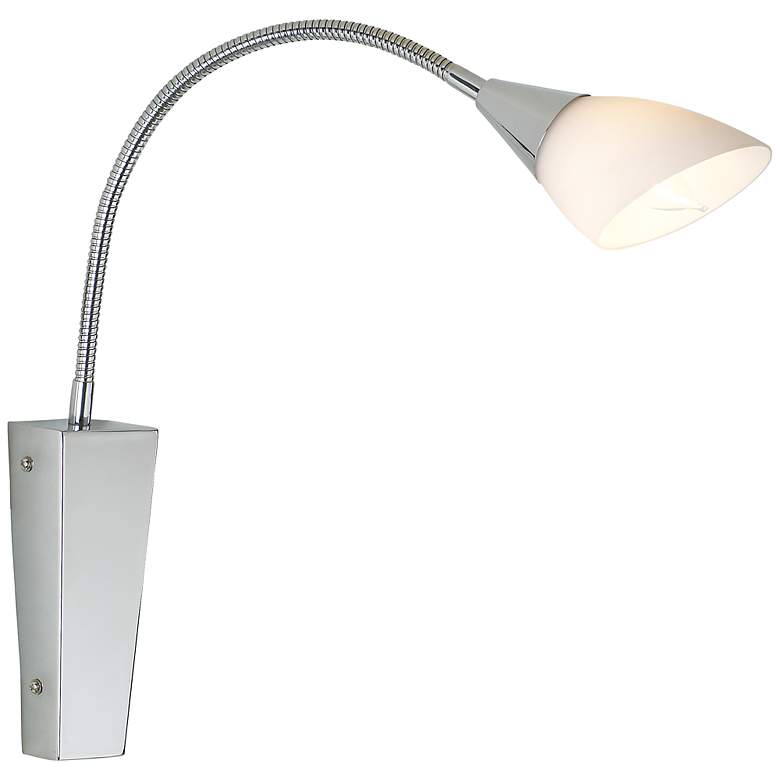Image 1 37422 - Polished Chrome Wall Sconce with White Glass Shade
