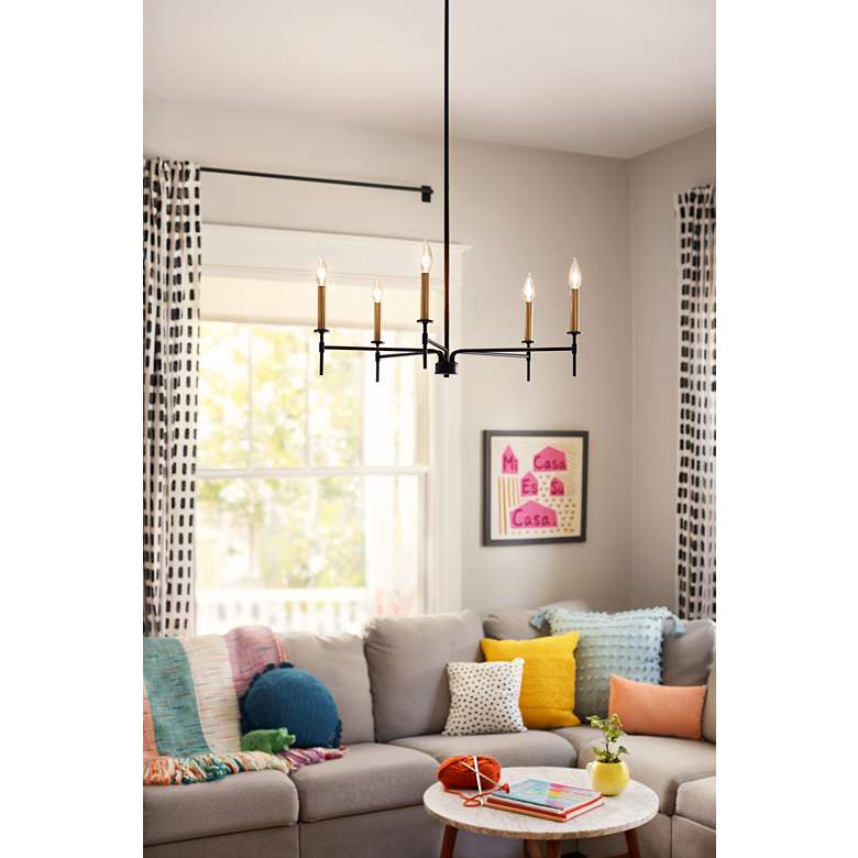 Image 1 Hinkley Lark-Hux 28 inch Wide Modern Black and Lacquered Brass Chandelier in scene