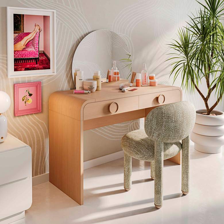 Image 1 TOV Manu 20 1/2" Wide Knubby Beige Performance Fabric Side Chair in scene