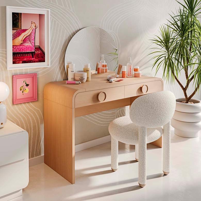 Image 1 TOV Manu 20 1/2" Wide White Cream Boucle Performance Fabric Side Chair in scene