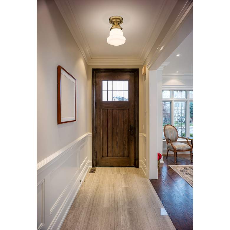 Image 1 Vaughn 6" Wide Heritage Brass Ceiling Light in scene
