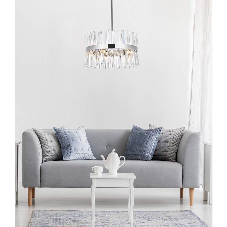 Image 1 Serephina 20" Wide Chrome Iron and Clear Glass Pendant Light in scene