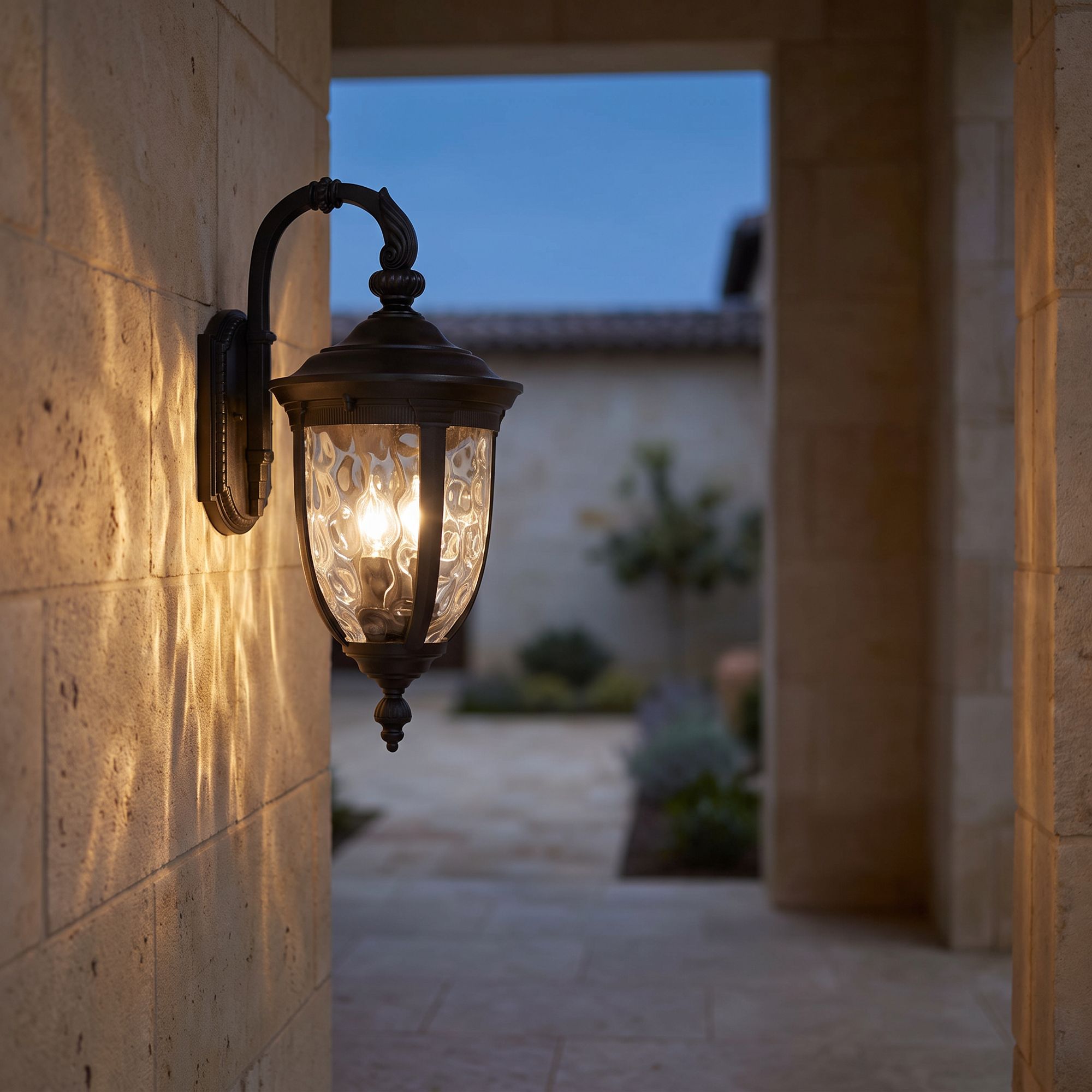 Bellagio 20 1/2" High Black Downbridge Outdoor Wall Light in scene