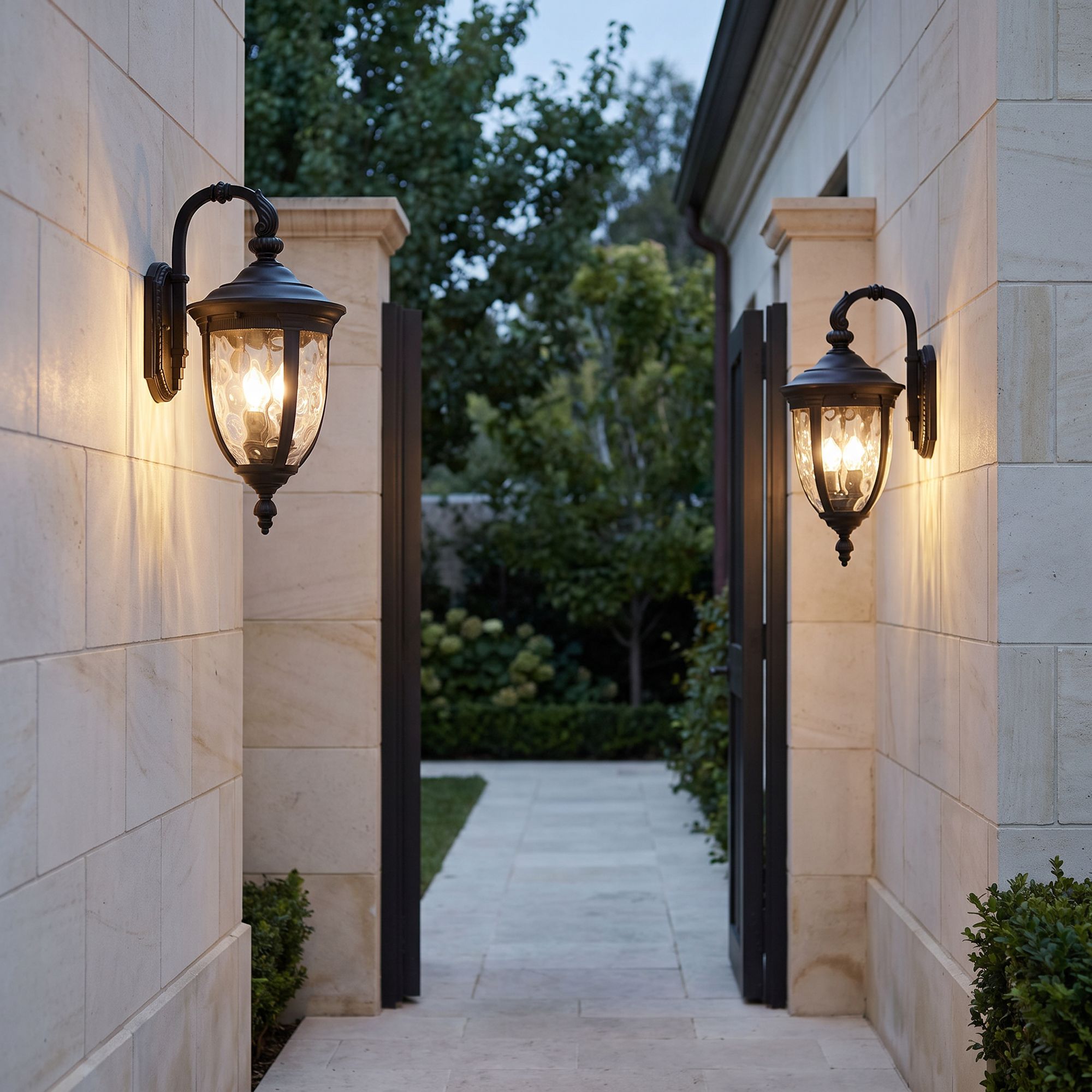 Bellagio 20 1/2" High Black Downbridge Outdoor Wall Light in scene