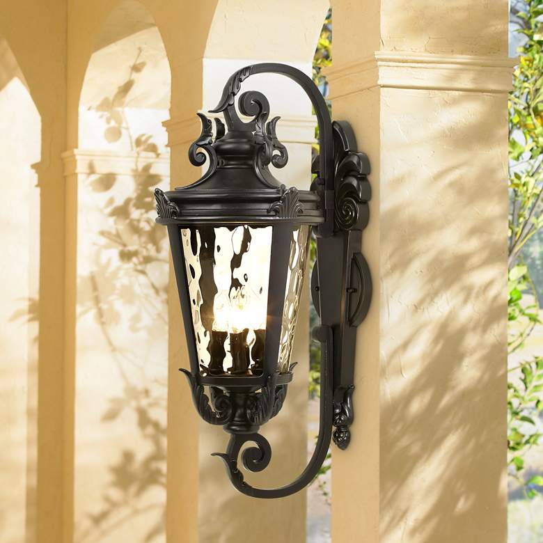 Image 1 John Timberland Casa Marseille 27 1/2 inch High Black Outdoor Wall Light in scene