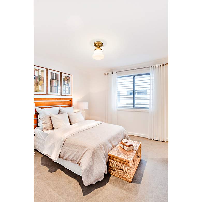 Image 1 Vaughn 10 1/2" Wide Heritage Brass Ceiling Light in scene