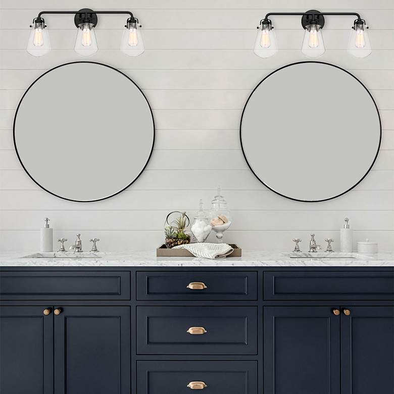 Image 1 Elliott 24" Wide Matte Black 3-Light Bath Light in scene