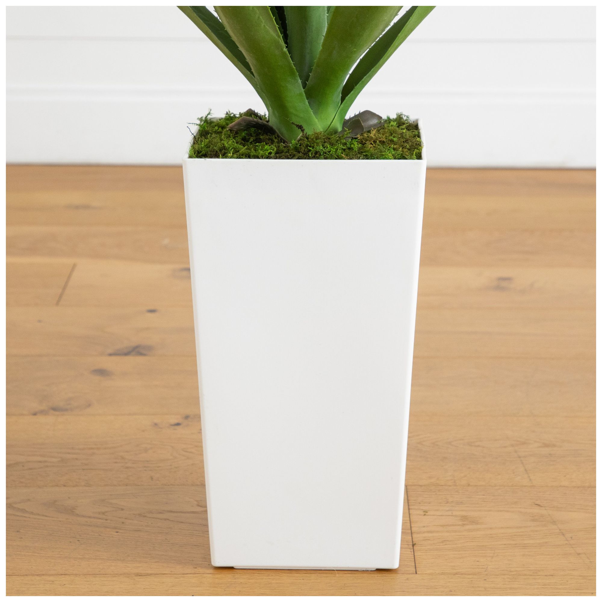 Image 5 37in. UV Resistant Artificial Agave Plant in White Tower Planter more views