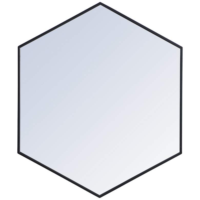 Image 1 38-in W x 32-in H Metal Frame Hexagon Wall Mirror in Black