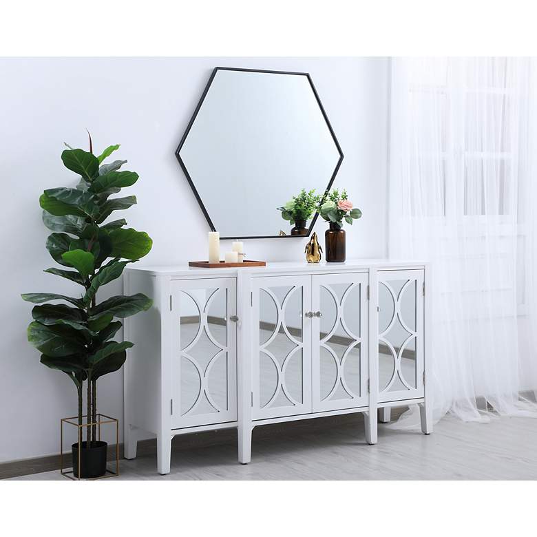 Image 7 38-in W x 32-in H Metal Frame Hexagon Wall Mirror in Black more views