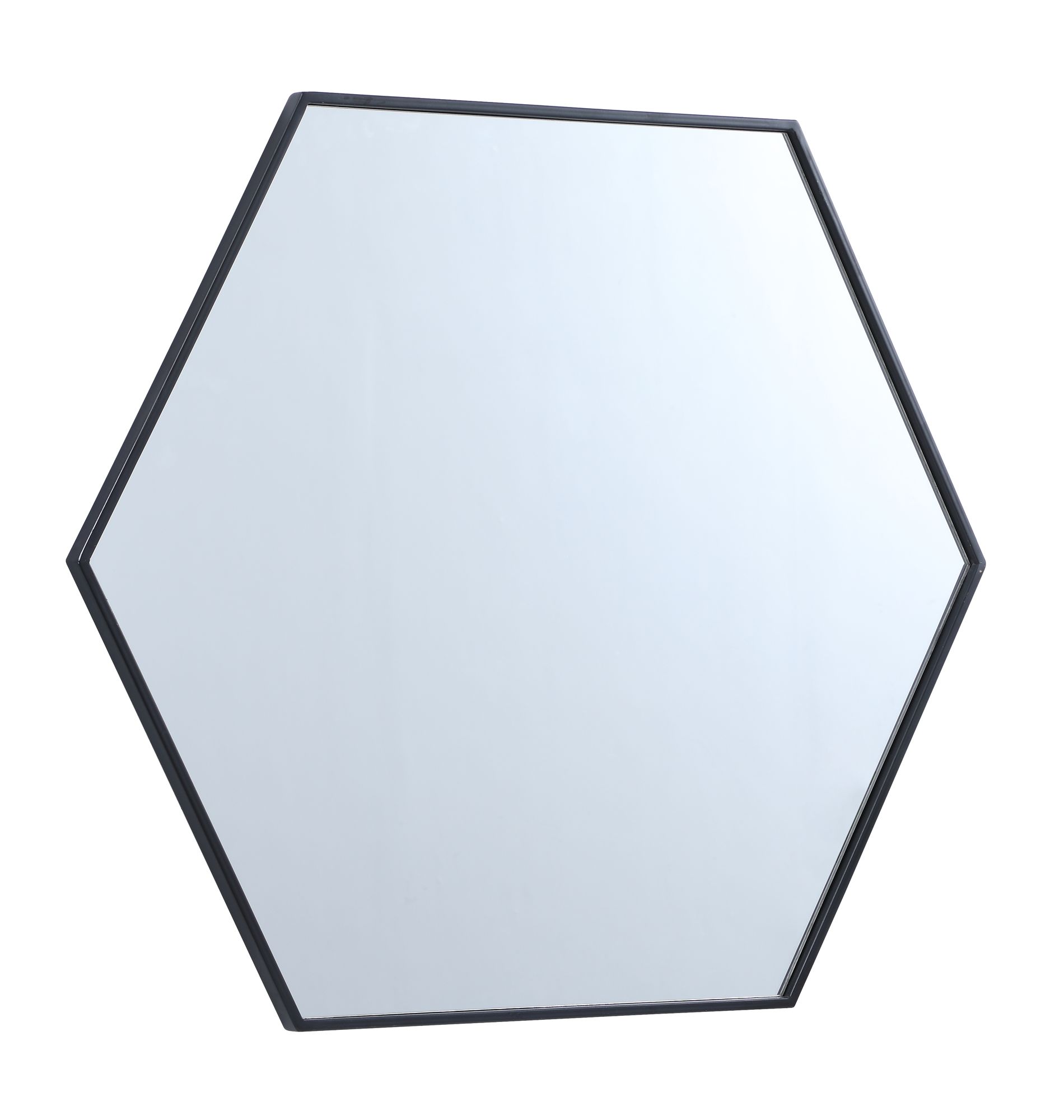 38-in W x 32-in H Metal Frame Hexagon Wall Mirror in Black