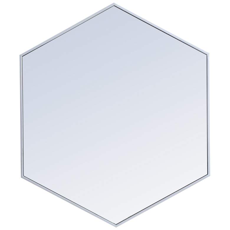 Image 1 38-in W x 32-in H Metal Frame Hexagon Wall Mirror in Silver