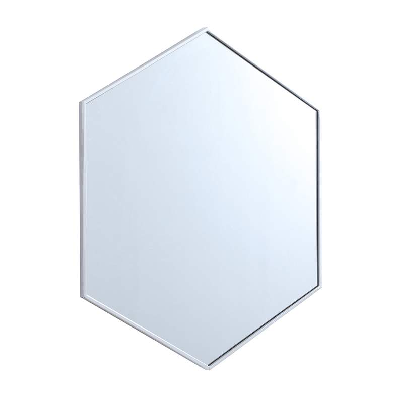 Image 3 38-in W x 32-in H Metal Frame Hexagon Wall Mirror in Silver more views