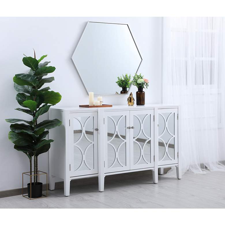 Image 7 38-in W x 32-in H Metal Frame Hexagon Wall Mirror in Silver more views