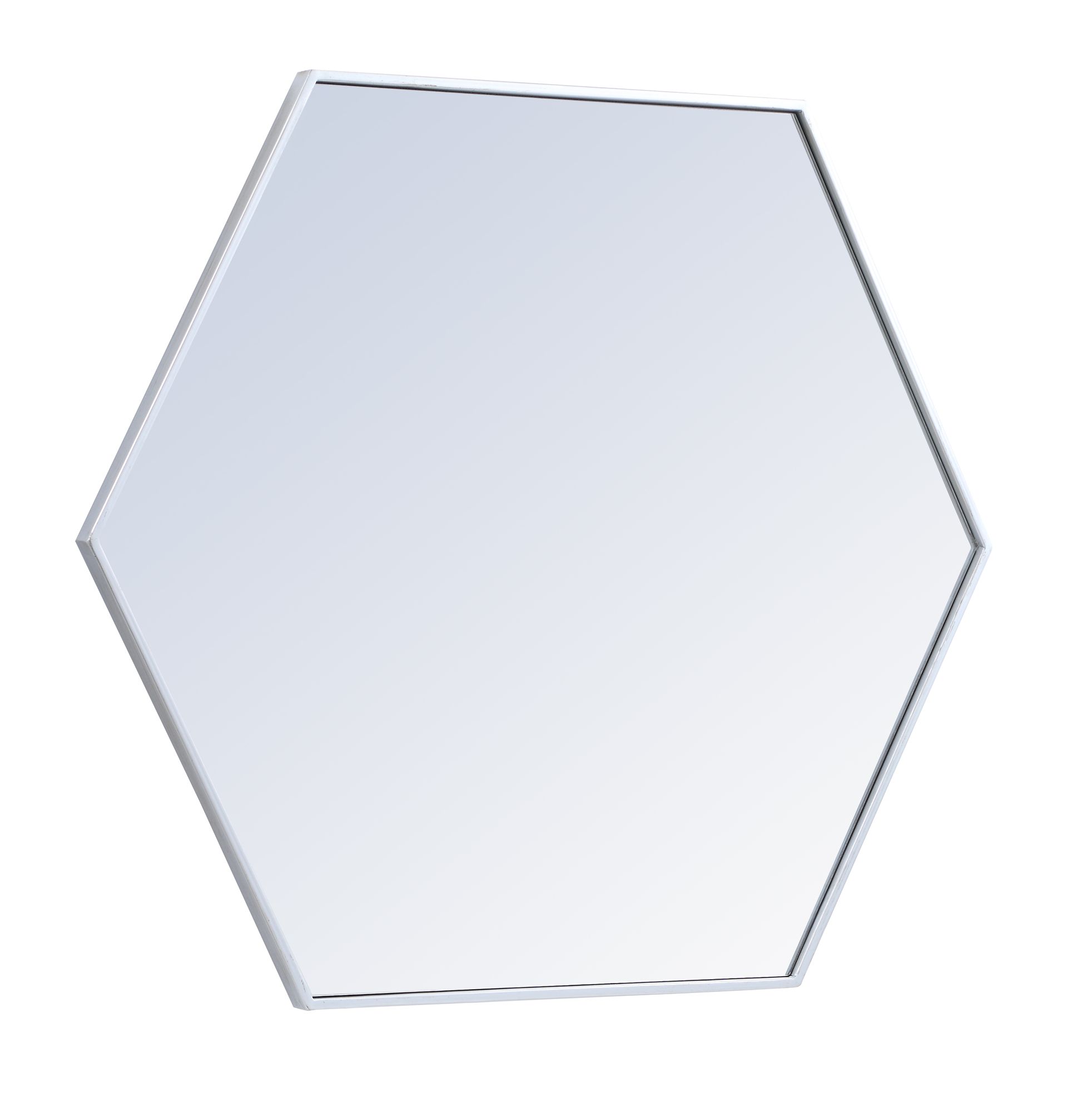 38-in W x 32-in H Metal Frame Hexagon Wall Mirror in Silver