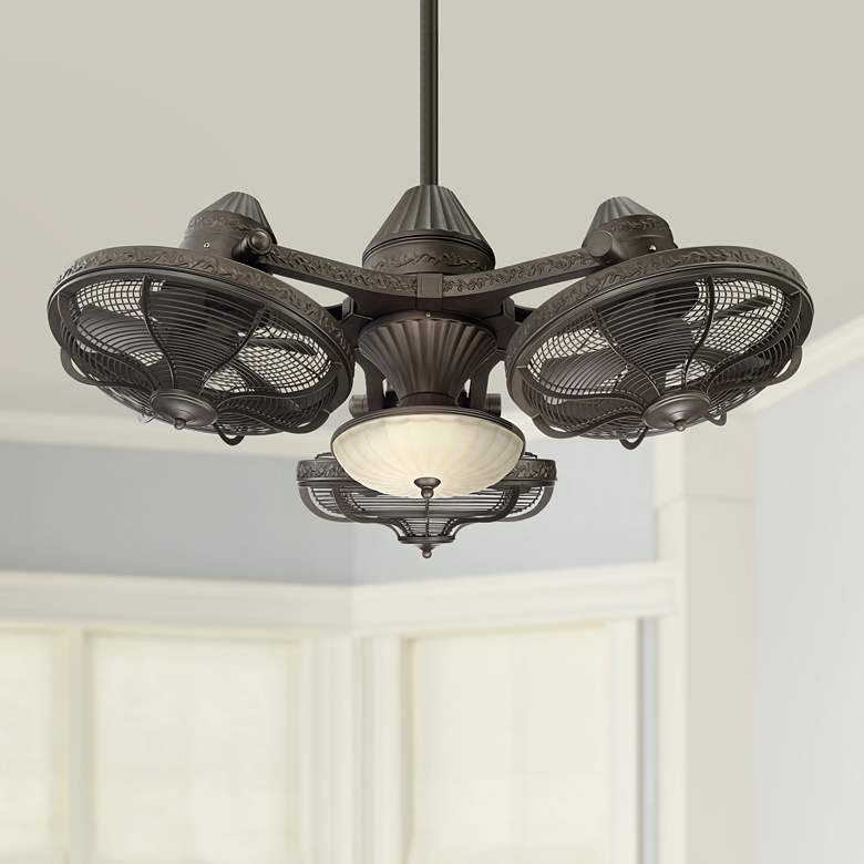 Image 1 38" Casa Vieja Esquire Bronze 3-Head LED Ceiling Fan with Remote