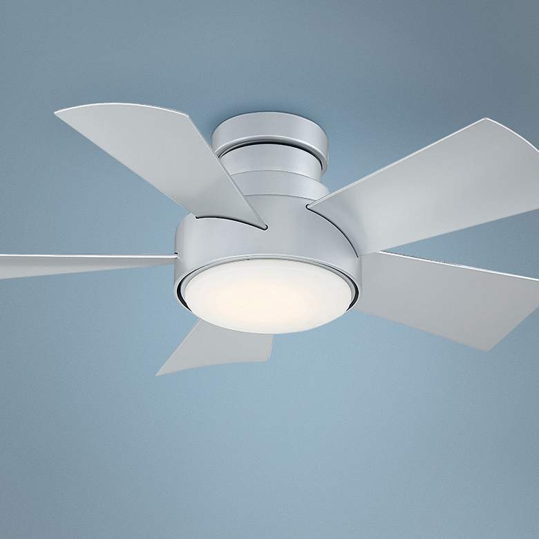 Image 1 38" Modern Forms Vox Titanium Silver LED Wet Smart Hugger Ceiling Fan