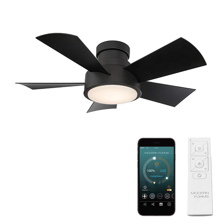 Image 3 38" Vox Matte Black 3500K LED Smart Hugger Ceiling Fan more views
