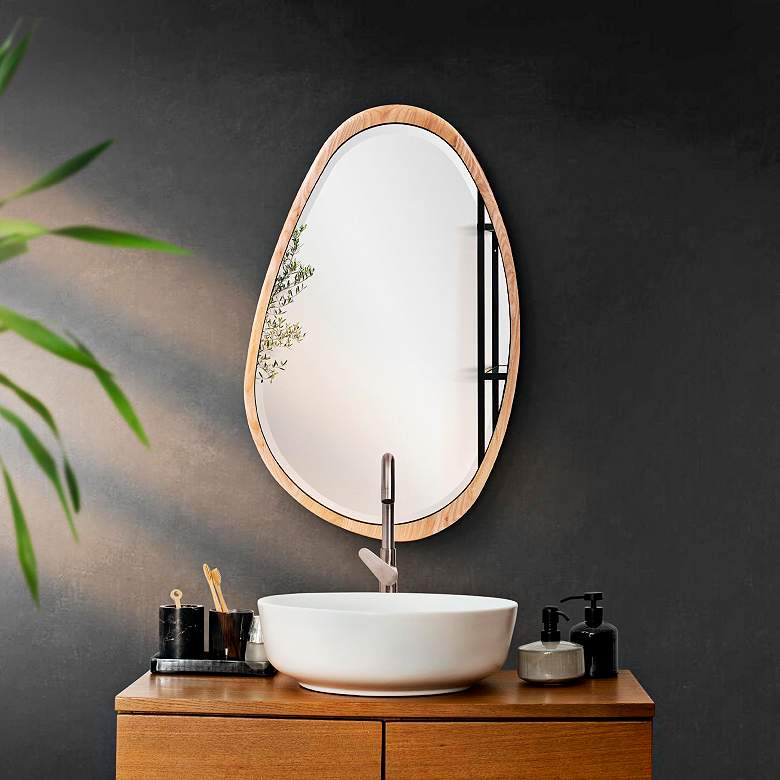 Image 1 Howard Elliott Dragmar Wood 23" x 35" Oval Wall Mirror in scene