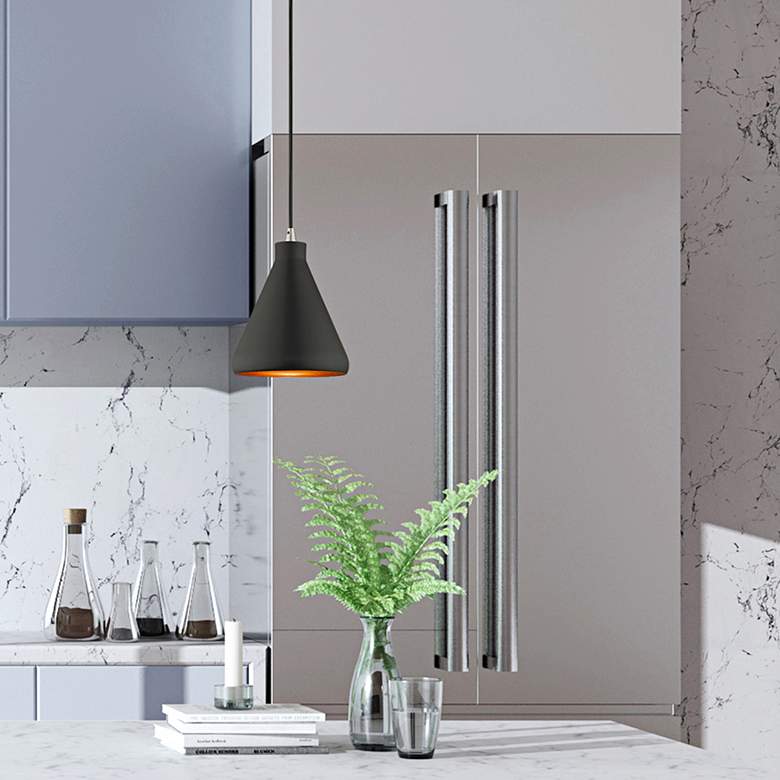 Image 1 Claire 7" Wide Black Cone Mini Pendant in scene