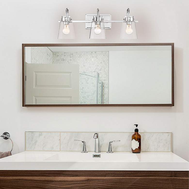 Image 1 Inwood 24" Wide Chrome and Clear Glass 3-Light Vanity Bath Light in scene