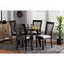 1_Nina Espresso Brown Wood Gray Fabric 5-Piece Dining Set in scene
