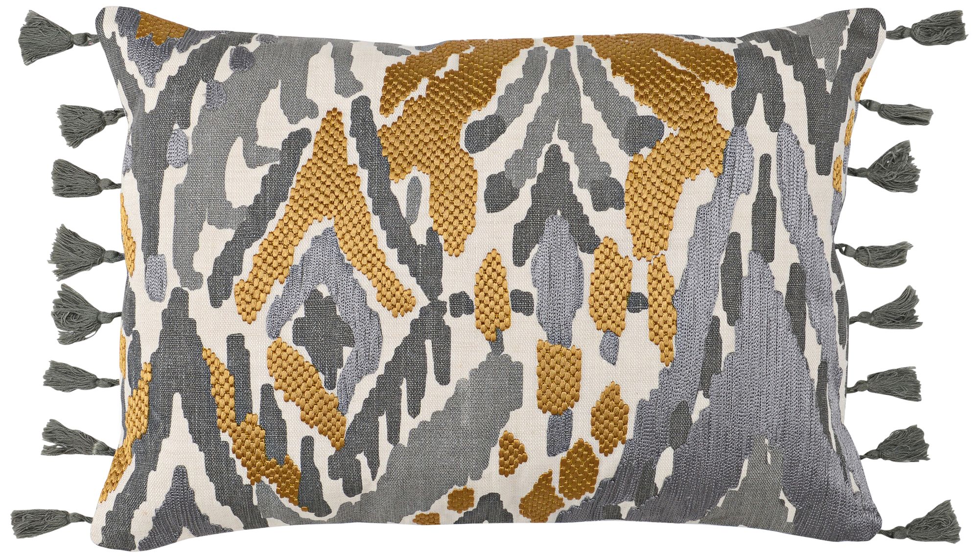 Navy Blue Yellow Diamond Ikat 20 Square Decorative Pillow