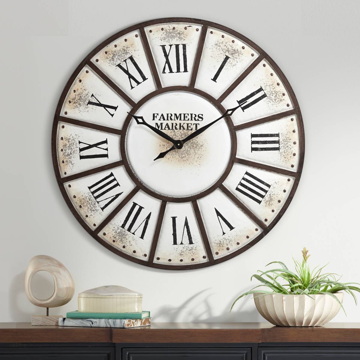 120cm square extra large oversized black metal skeleton style wall clock with roman numerals