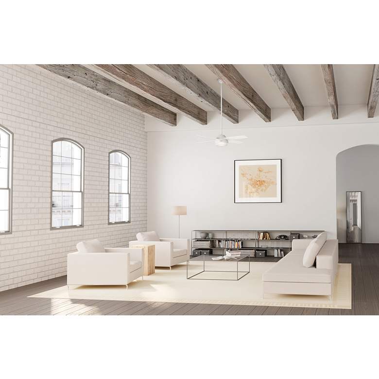 Image 1 52" Hunter Dempsey LED Fresh White Indoor Ceiling Fan with Remote in scene