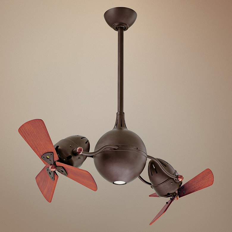 Image 1 39" Acqua Bronze and Mahogany Dual Head Rotational LED Ceiling Fan
