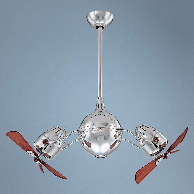 Image 1 39" Acqua Polished Chrome Dual Head Rotational Ceiling Fan