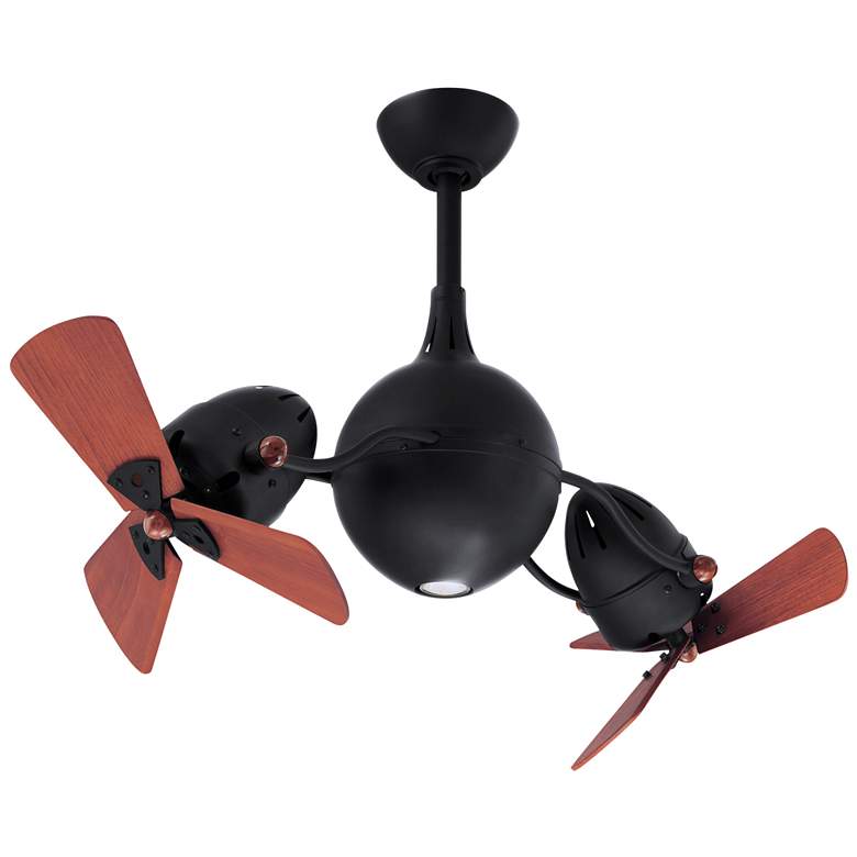 Image 1 39 inch Matthews Acqua Black and Mahogany Dual Head Rotational Ceiling Fan