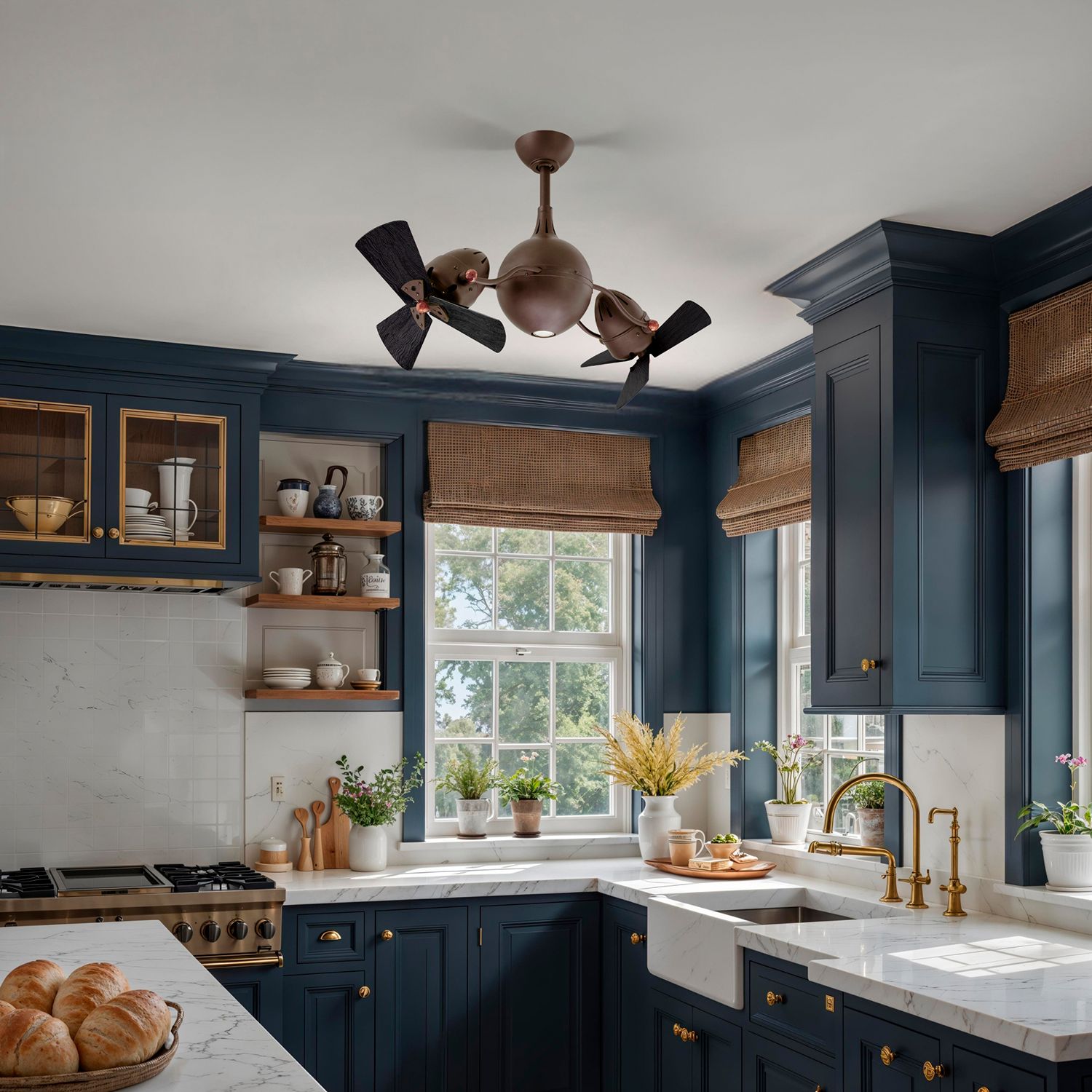 Image 3 39" Matthews Acqua Bronze and Black Dual Head Rotational Ceiling Fan more views