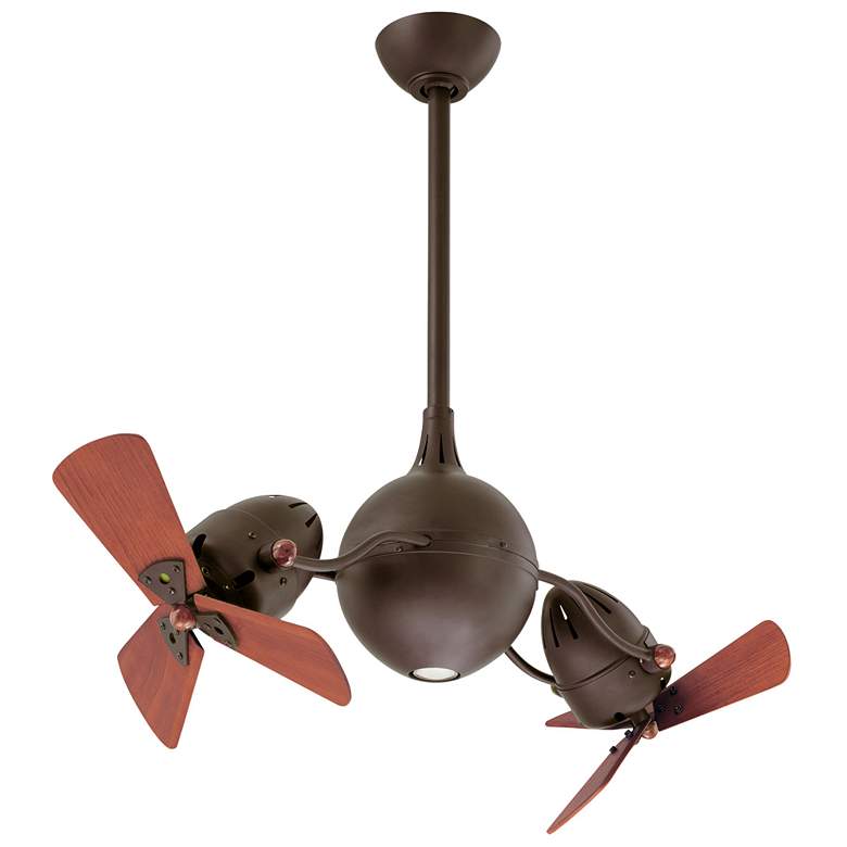 Image 1 39 inch Matthews Acqua Bronze and Mahogany Dual Head LED Ceiling Fan