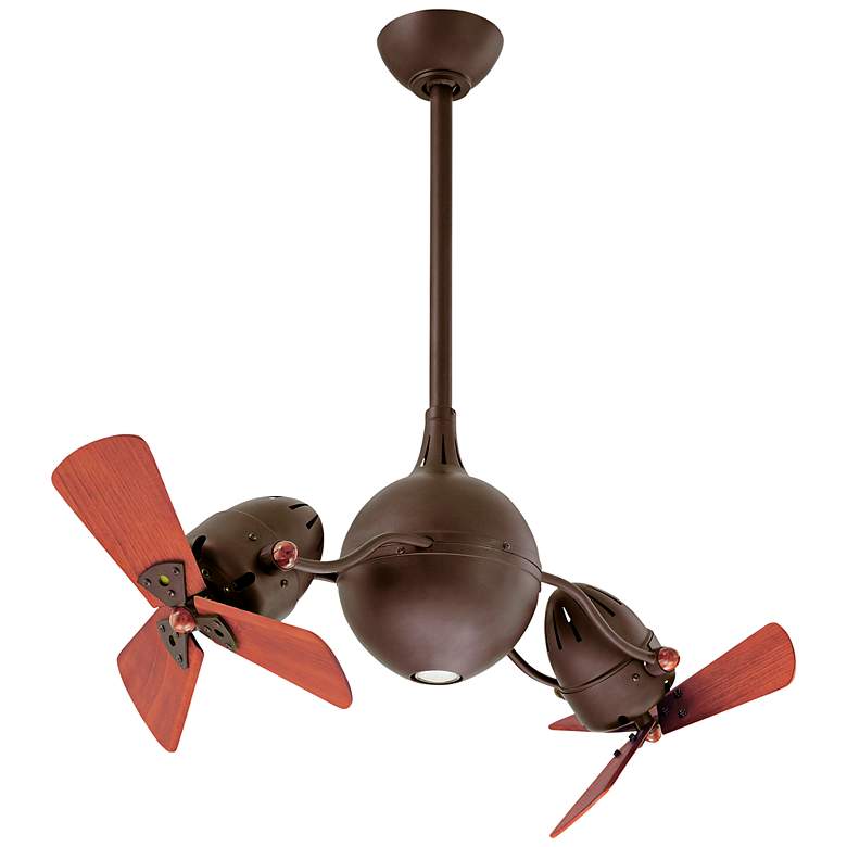 Image 2 39" Matthews Acqua Bronze and Mahogany Dual Head LED Ceiling Fan