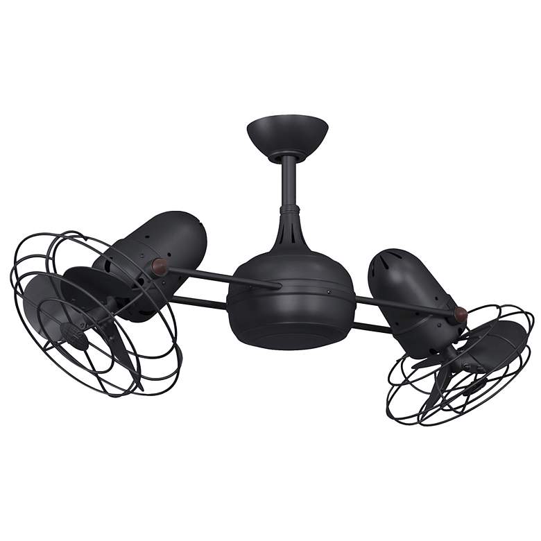 Image 1 39" Matthews Dagny Matte Black Cage Ceiling Fan