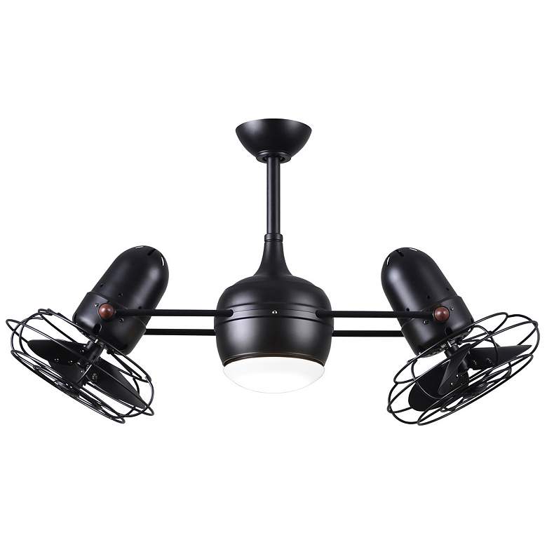 Image 1 39" Matthews Dagny Matte Black Damp Dual Head Ceiling Fan with Remote