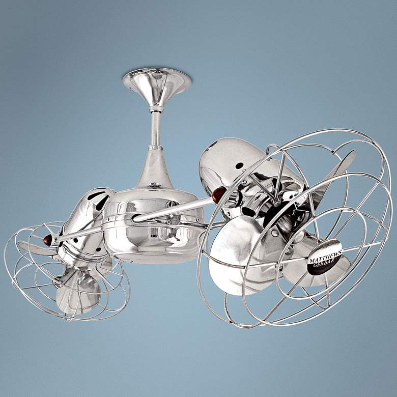 Image 1 39" Matthews Duplo Dinamico Chrome Dual-Head Wall Control Ceiling Fan