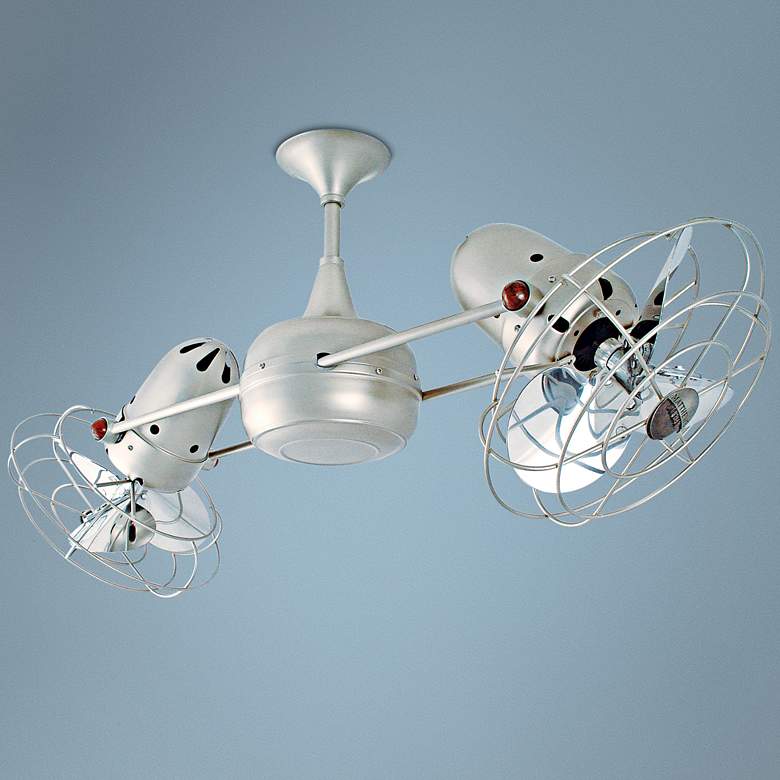 Image 1 39" Matthews Duplo Dinamico Nickel Dual Indoor Fan with Wall Control