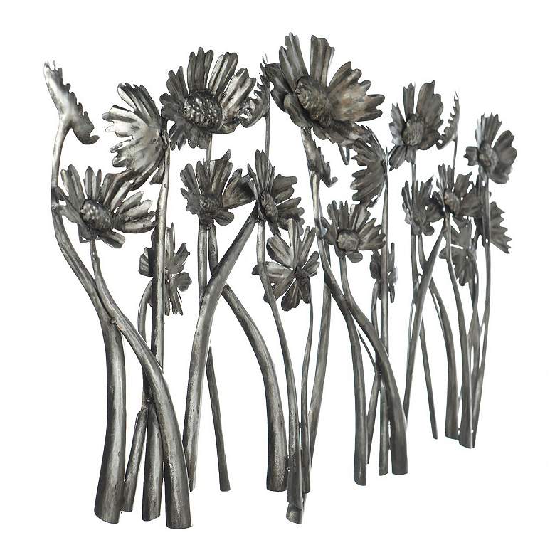Image 3 39" x 21" Flowers Weathered Aluminum Metal Wall Art more views