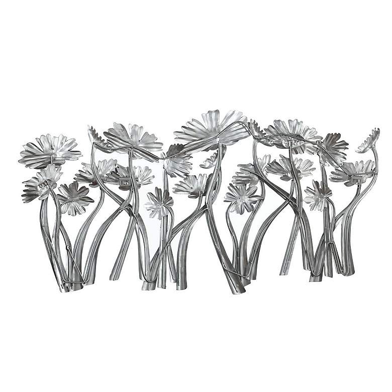 Image 4 39" x 21" Flowers Weathered Aluminum Metal Wall Art more views