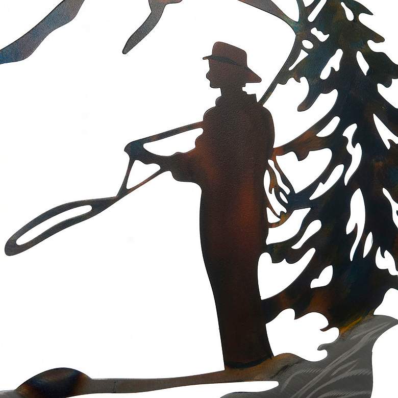 Image 5 39" x 24" Fishing Laser Cut & Heat Colored Metal Wall Art more views