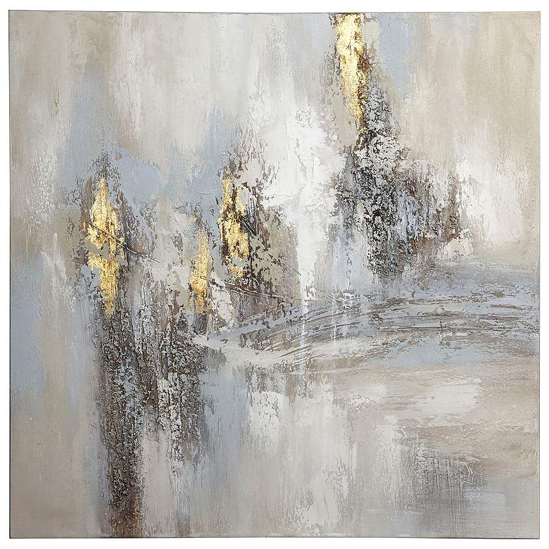 Image 1 39" x 39" Abstract Hand Painted Canvas Wall Art